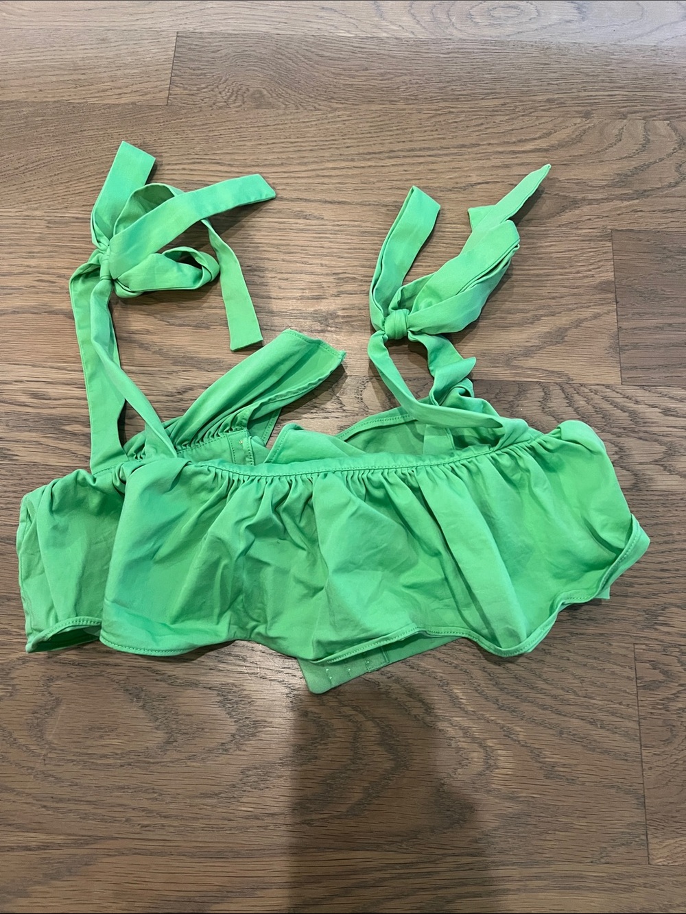 Camila Coelho Bright Green Ruffle Tie-Shoulder Top